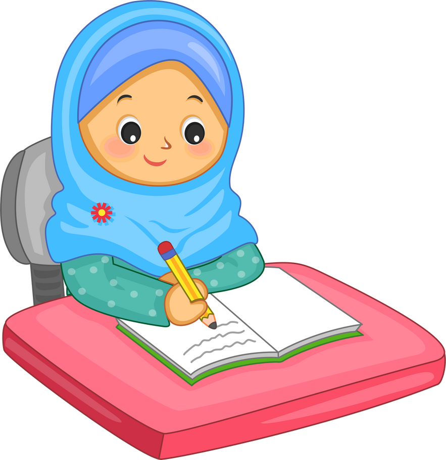 Young Muslim Girl Writing
